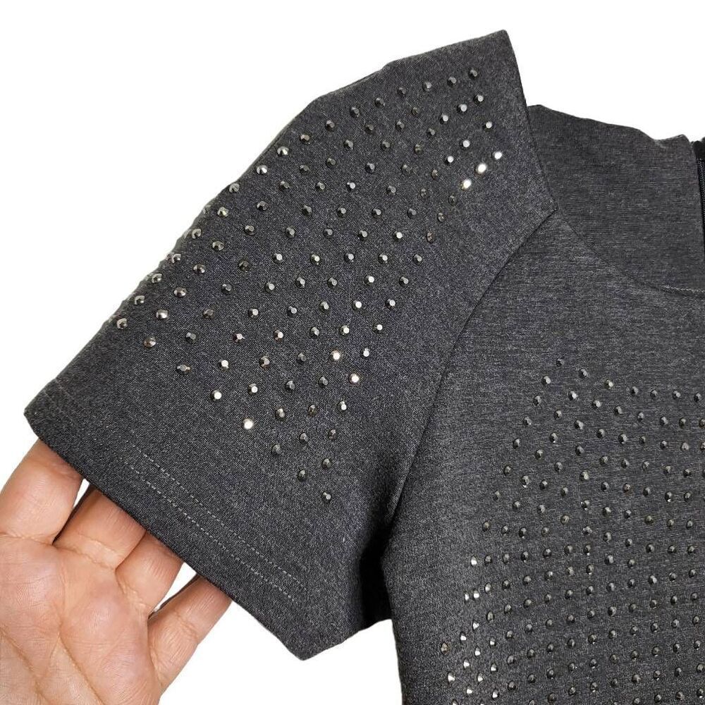 Derhy Gray Rhinestone Embellished Mini Dress Size Small - Picture 3 of 9